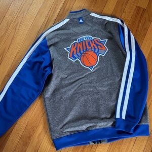 adidas Gray & Royal Blue New York Knicks Track Jacket